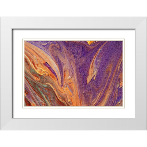 Fluid Acrylic Purple Vibrations White Modern Wood Framed Art Print with Double Matting by Jenny Rainbow Fine Art
