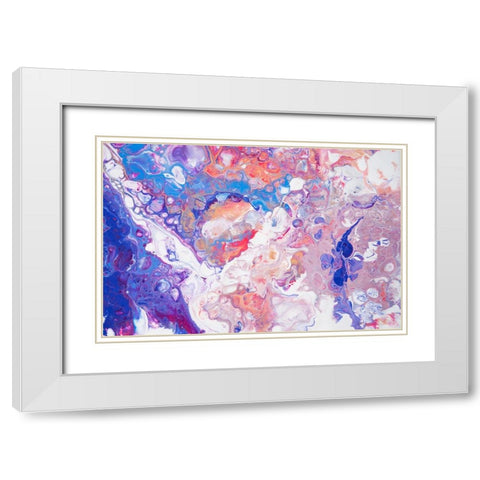 Fluid Acrylic Winter Delight 3 White Modern Wood Framed Art Print with Double Matting by Jenny Rainbow Fine Art