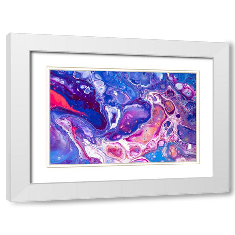Fluid Acrylic Winter Delight 4 White Modern Wood Framed Art Print with Double Matting by Jenny Rainbow Fine Art