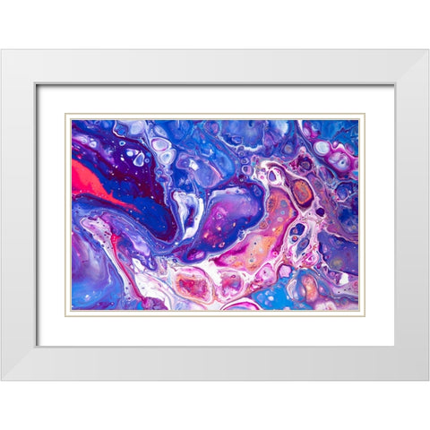 Fluid Acrylic Winter Delight 4 White Modern Wood Framed Art Print with Double Matting by Jenny Rainbow Fine Art