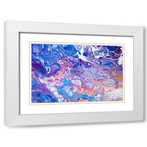 Fluid Acrylic Winter Delight 5 White Modern Wood Framed Art Print with Double Matting by Jenny Rainbow Fine Art
