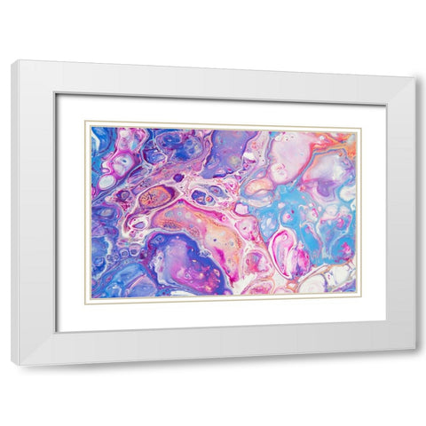 Fluid Acrylic Winter Delight 9 White Modern Wood Framed Art Print with Double Matting by Jenny Rainbow Fine Art