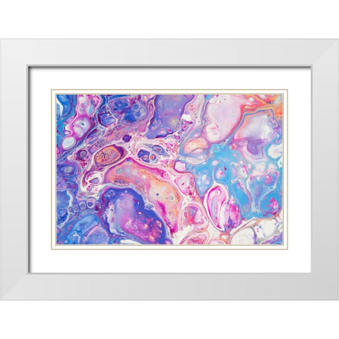 Fluid Acrylic Winter Delight 9 White Modern Wood Framed Art Print with Double Matting by Jenny Rainbow Fine Art