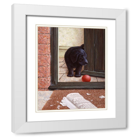 Js59-B White Modern Wood Framed Art Print with Double Matting by Silver, John