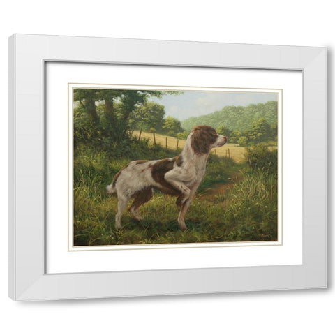 C964 Standing Springer(L) White Modern Wood Framed Art Print with Double Matting by Silver, John