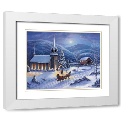 Moonlight In Vermont White Modern Wood Framed Art Print with Double Matting by Zaccheo, John