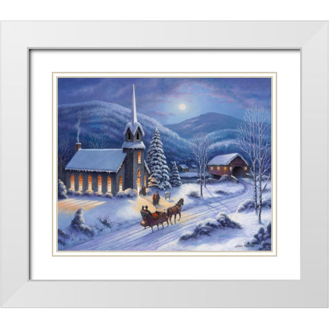 Moonlight In Vermont White Modern Wood Framed Art Print with Double Matting by Zaccheo, John
