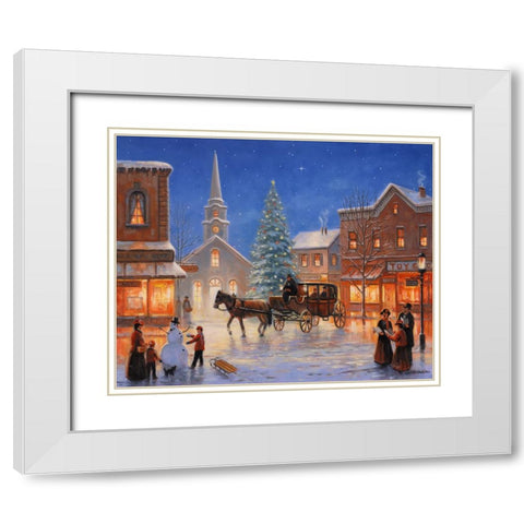 Christmas In Pleasantville White Modern Wood Framed Art Print with Double Matting by Zaccheo, John
