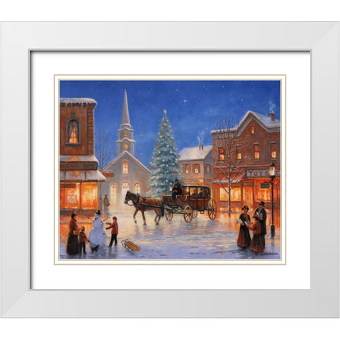 Christmas In Pleasantville White Modern Wood Framed Art Print with Double Matting by Zaccheo, John
