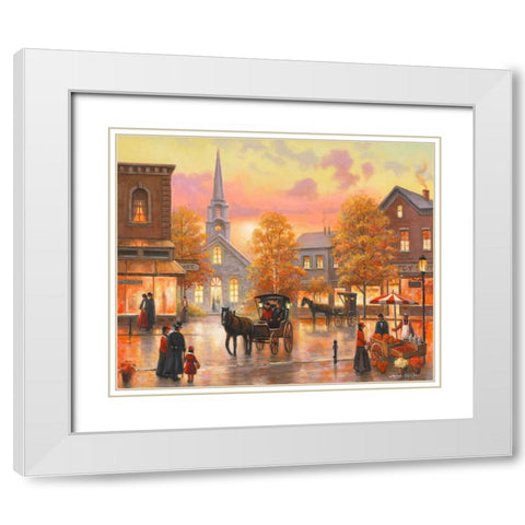 Autumnal Breeze In Pleasantville White Modern Wood Framed Art Print with Double Matting by Zaccheo, John