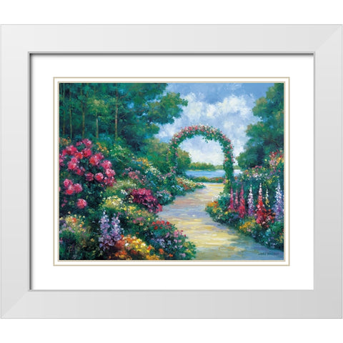 Lakeside Arbor White Modern Wood Framed Art Print with Double Matting by Zaccheo, John
