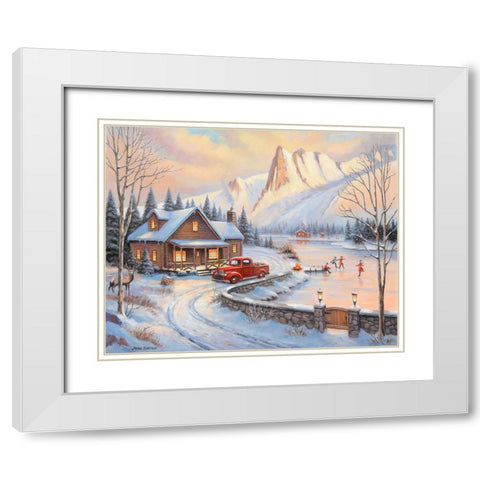 Skating in the Rockies White Modern Wood Framed Art Print with Double Matting by Zaccheo, John