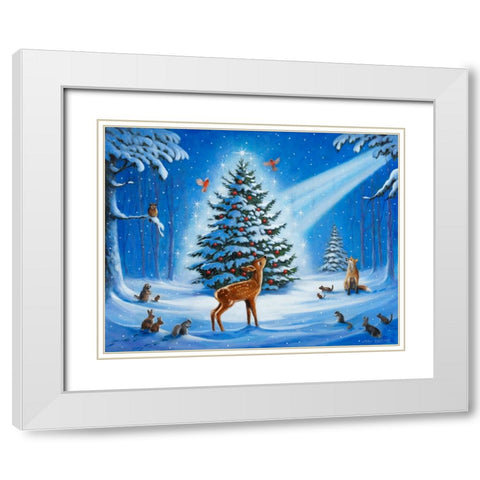 Woodland Christmas White Modern Wood Framed Art Print with Double Matting by Zaccheo, John