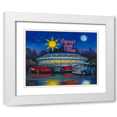 Sunnys Soda Shop White Modern Wood Framed Art Print with Double Matting by Zaccheo, John