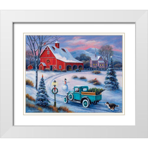 Bringing Home the Tree White Modern Wood Framed Art Print with Double Matting by Zaccheo, John