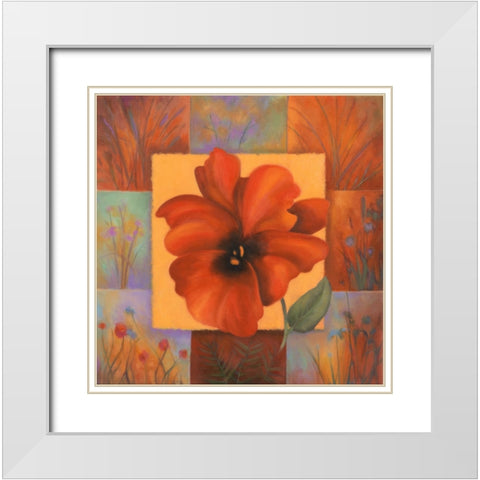 Red Patchwork White Modern Wood Framed Art Print with Double Matting by Zaccheo, John