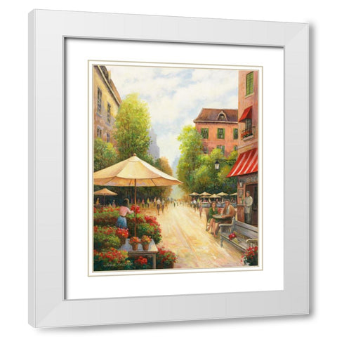Street Scene White Modern Wood Framed Art Print with Double Matting by Zaccheo, John