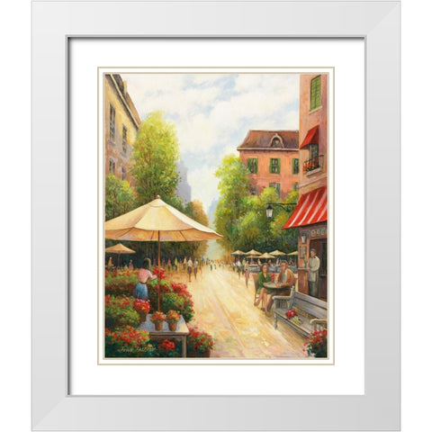 Street Scene White Modern Wood Framed Art Print with Double Matting by Zaccheo, John