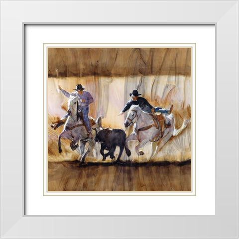 Team Work White Modern Wood Framed Art Print with Double Matting by Knauf, J.E.