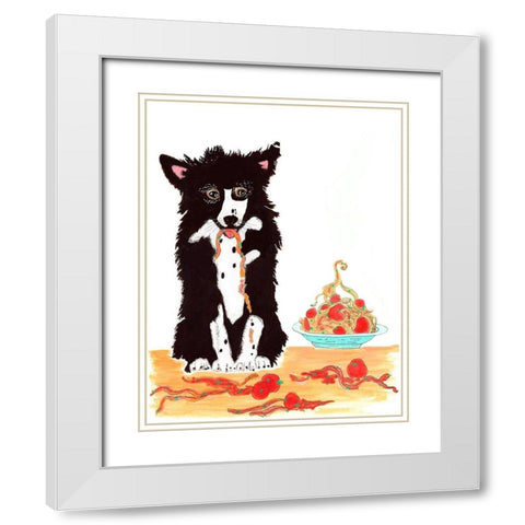 Cookie Spaghetti White Modern Wood Framed Art Print with Double Matting by Kwerki Studios