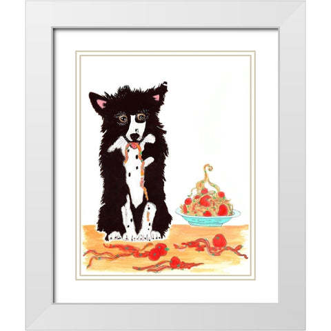 Cookie Spaghetti White Modern Wood Framed Art Print with Double Matting by Kwerki Studios