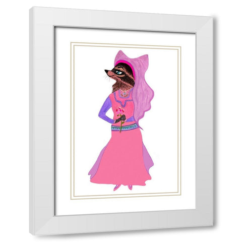 Marian Racoon White Modern Wood Framed Art Print with Double Matting by Kwerki Studios