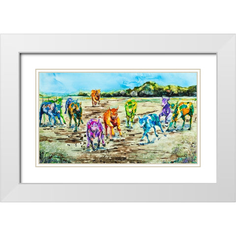 The Dinner Bell White Modern Wood Framed Art Print with Double Matting by Art by Leslie Franklin