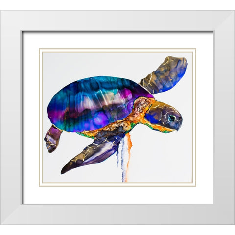 Sea turtle White Modern Wood Framed Art Print with Double Matting by Art by Leslie Franklin