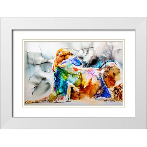 Oh Boy a Borzoi White Modern Wood Framed Art Print with Double Matting by Art by Leslie Franklin