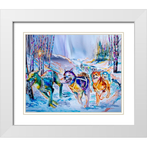 Paws in Motion White Modern Wood Framed Art Print with Double Matting by Art by Leslie Franklin