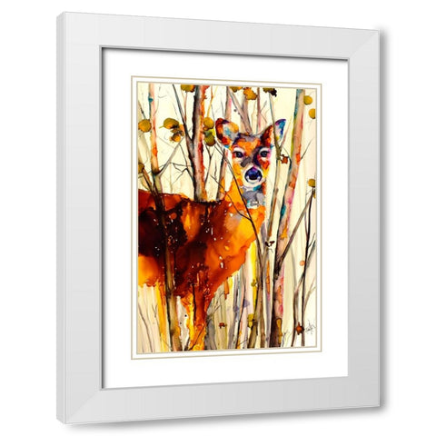 Oh Deer 2 White Modern Wood Framed Art Print with Double Matting by Art by Leslie Franklin