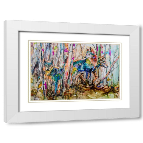Three Shades of Grey White Modern Wood Framed Art Print with Double Matting by Art by Leslie Franklin