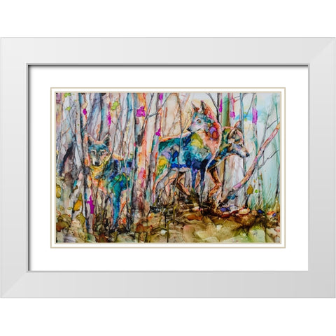 Three Shades of Grey White Modern Wood Framed Art Print with Double Matting by Art by Leslie Franklin