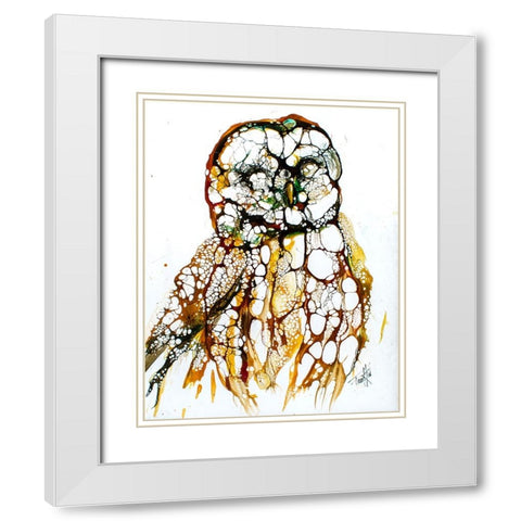 Cellular Series - Grey Owl White Modern Wood Framed Art Print with Double Matting by Art by Leslie Franklin