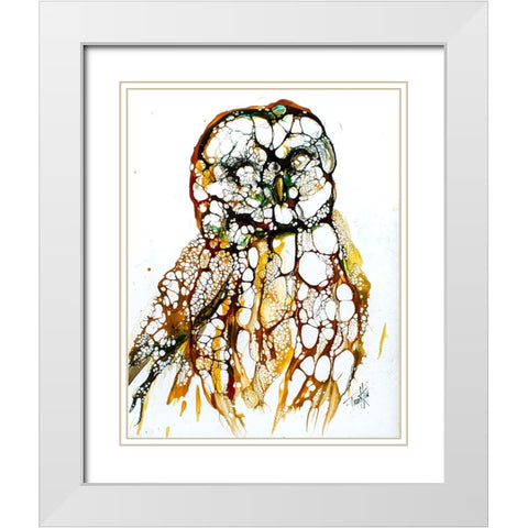 Cellular Series - Grey Owl White Modern Wood Framed Art Print with Double Matting by Art by Leslie Franklin