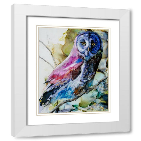 Im Owl Right White Modern Wood Framed Art Print with Double Matting by Art by Leslie Franklin