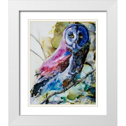 Im Owl Right White Modern Wood Framed Art Print with Double Matting by Art by Leslie Franklin