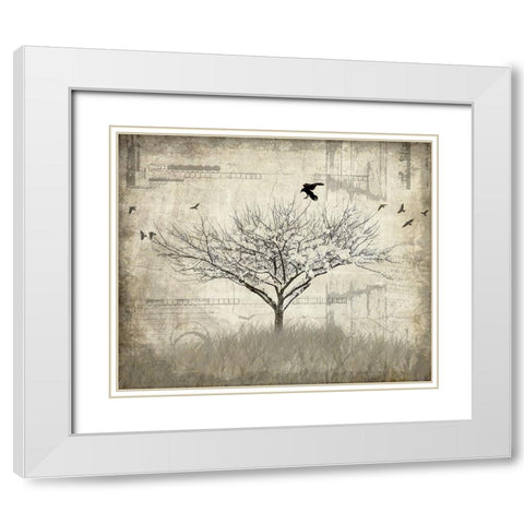 August Tree 1 White Modern Wood Framed Art Print with Double Matting by LightBoxJournal