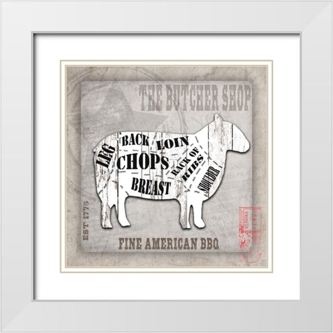 American Butcher Shop sheep White Modern Wood Framed Art Print with Double Matting by LightBoxJournal