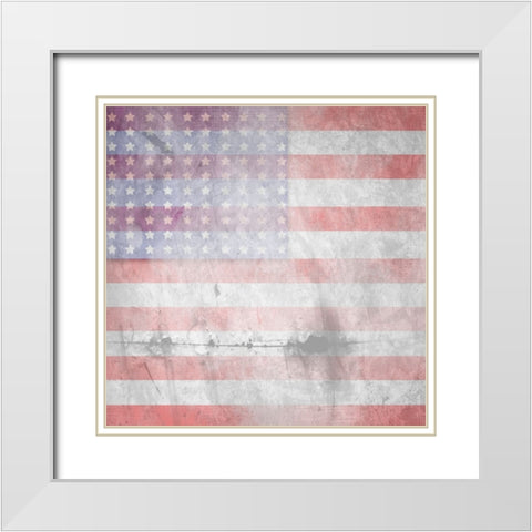 American Born Free Sign Collection V7 White Modern Wood Framed Art Print with Double Matting by LightBoxJournal