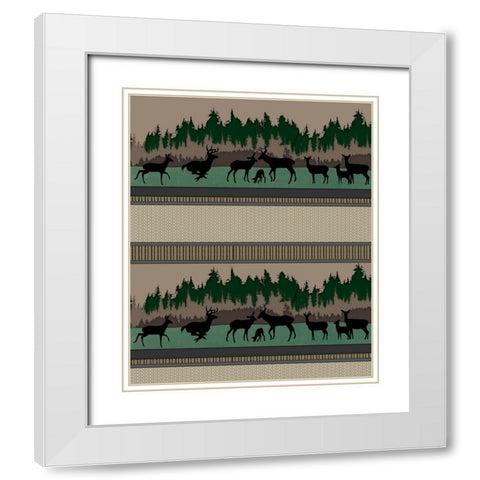 Deer_SurfacePattern V1 0 White Modern Wood Framed Art Print with Double Matting by LightBoxJournal