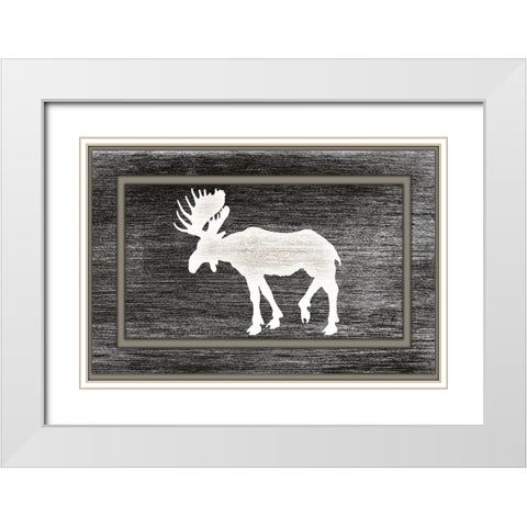 Good Night Moose2 Surface Pattern 12 White Modern Wood Framed Art Print with Double Matting by LightBoxJournal
