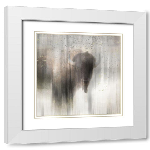 Antique Wildlife Buffalo White Modern Wood Framed Art Print with Double Matting by LightBoxJournal