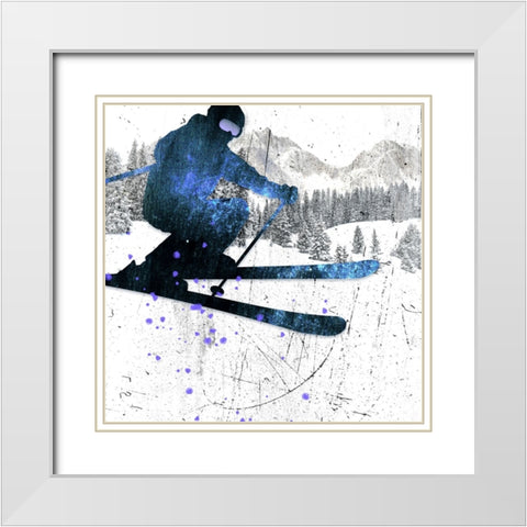 Extreme Skier 01 White Modern Wood Framed Art Print with Double Matting by LightBoxJournal