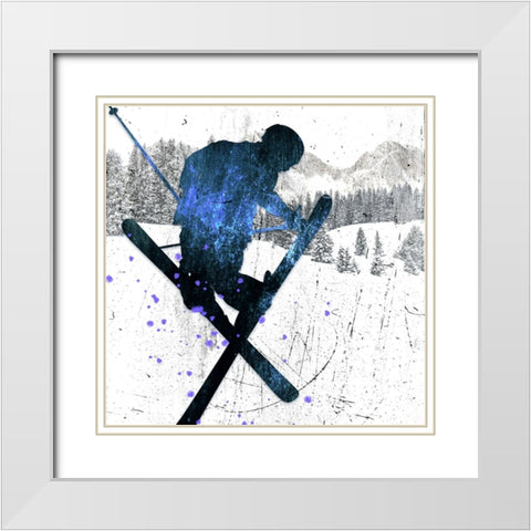 Extreme Skier 04 White Modern Wood Framed Art Print with Double Matting by LightBoxJournal