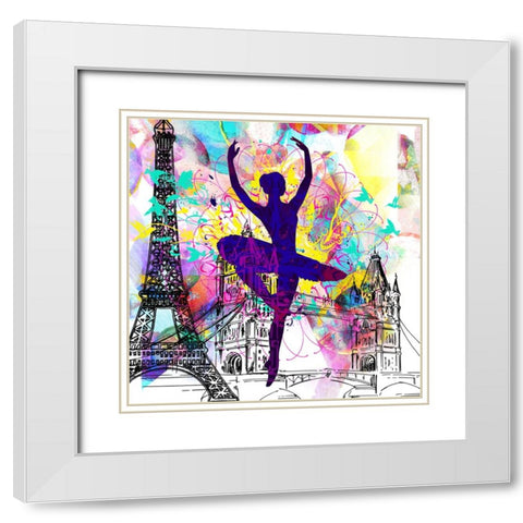 London Ballerina Silhouette 01 White Modern Wood Framed Art Print with Double Matting by LightBoxJournal