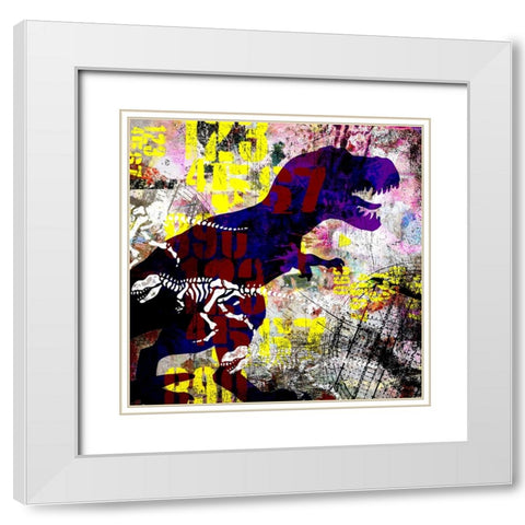 Painted Dino 02 Grunge White Modern Wood Framed Art Print with Double Matting by LightBoxJournal