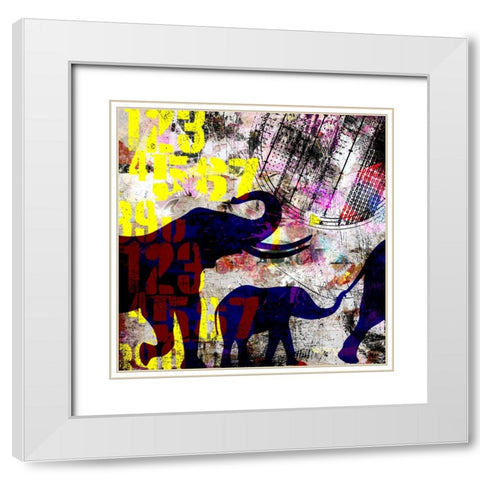 Painted Elephant 1_Grunge White Modern Wood Framed Art Print with Double Matting by LightBoxJournal