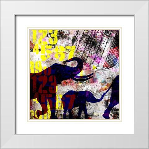 Painted Elephant 1_Grunge White Modern Wood Framed Art Print with Double Matting by LightBoxJournal