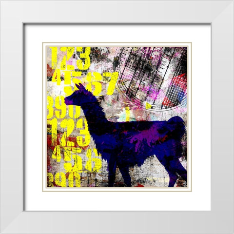 Painted Llama 1_Grunge White Modern Wood Framed Art Print with Double Matting by LightBoxJournal